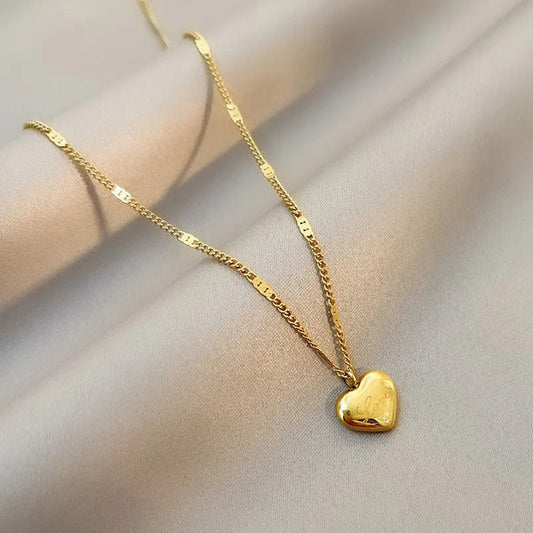 INSIOX - Minimal Heart Love Stamp Necklace