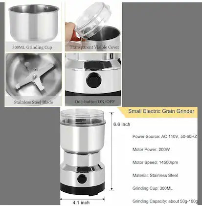 INSIOX Stainless Steel Nima Multifunctional Grinder Smash Machine Coffee Beans Electric Grinder and Coffee Maker Household Electric Mixer Grinder