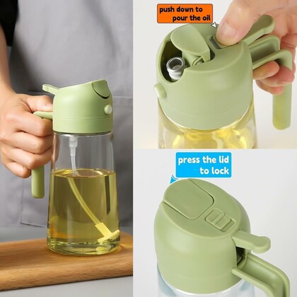 INSIOX 2-In-1 Oil Sprayer And Dispenser, Oil Bottle Dispenser With Auto Flip Cap Oil Dispenser,Olive Oil Dispenser, Oil Dispenser for Kitchen Spray, Spray and Pour Oil Dispenser for Kitchen (PACK OF 2)
