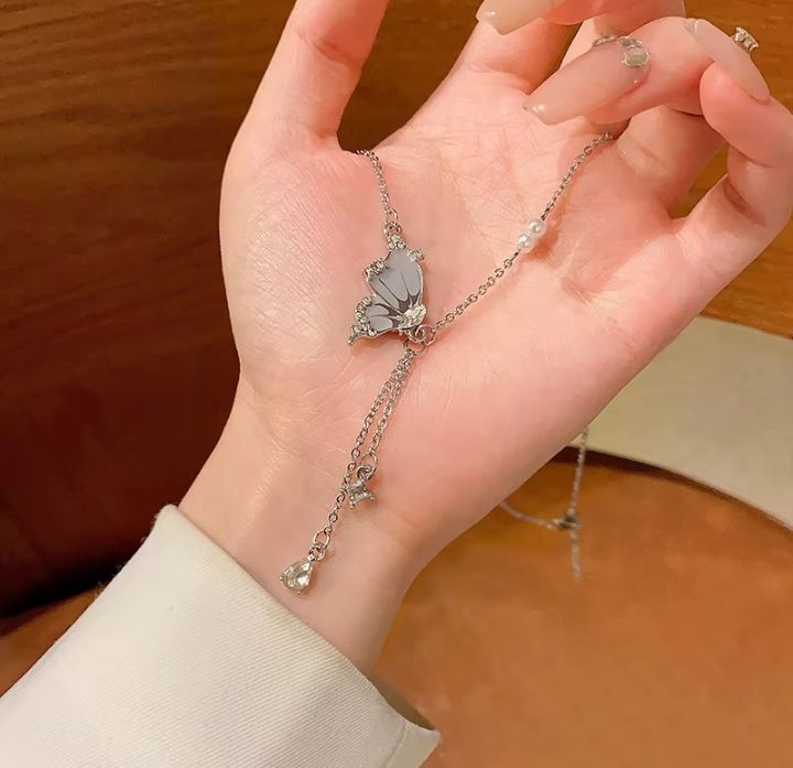 INSIOX - Classic Style Half Butterfly Wings Drop Necklace