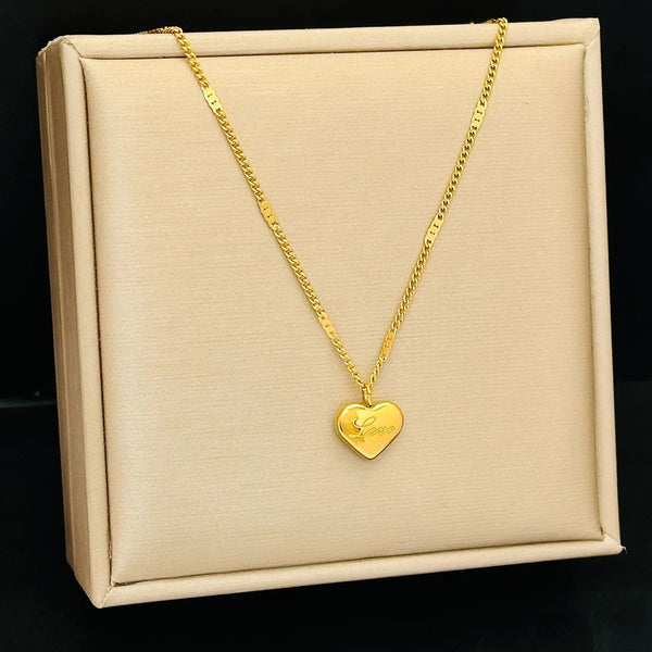 INSIOX - Minimal Heart Love Stamp Necklace