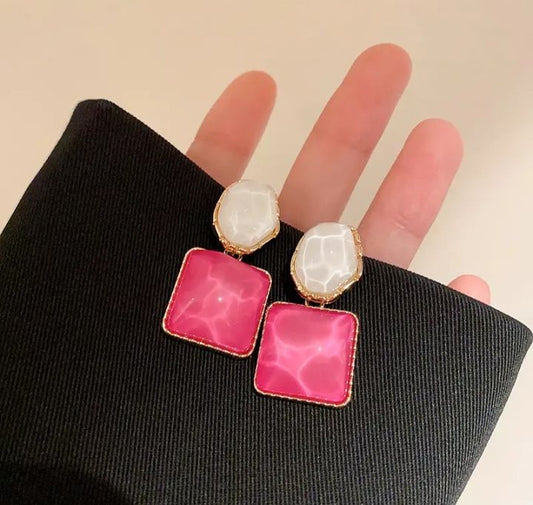 INSIOX - Pink Crystal Drop Earings