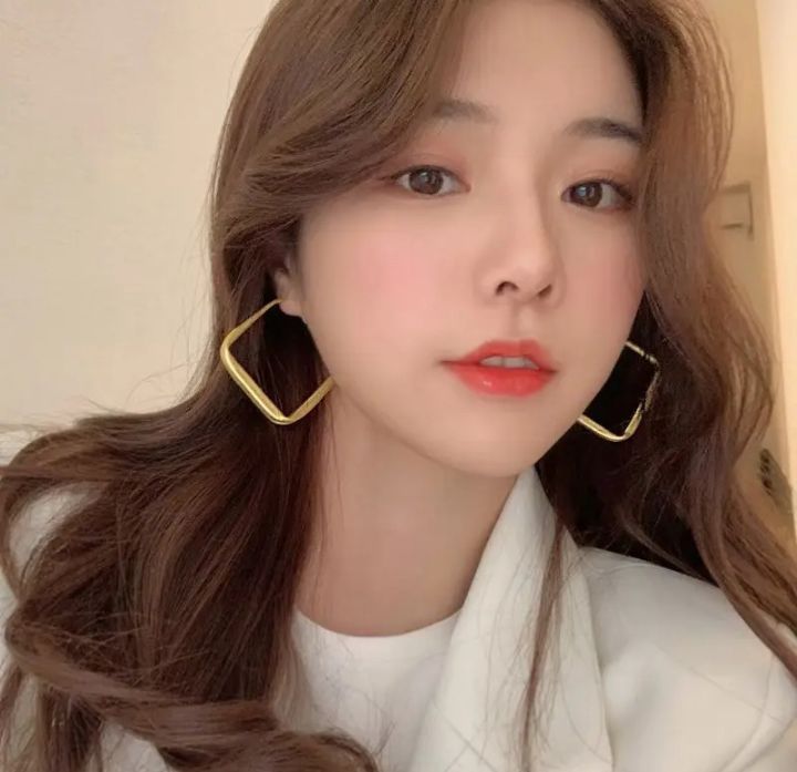 INSIOX - Square Matte Gold Color Hoop Earings