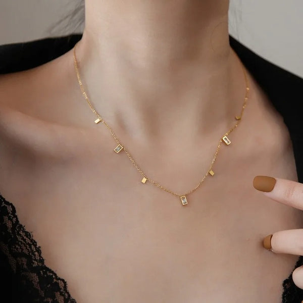 INSIOX - Square Geometric Charms Necklace