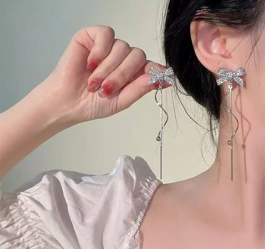 INSIOX - BowKnot Twisted Tassel Long Earings