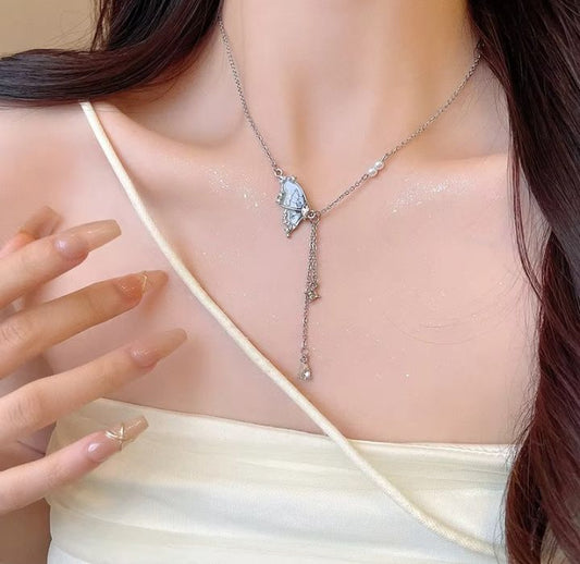 INSIOX - Classic Style Half Butterfly Wings Drop Necklace