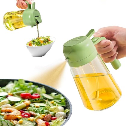 INSIOX 2-In-1 Oil Sprayer And Dispenser, Oil Bottle Dispenser With Auto Flip Cap Oil Dispenser,Olive Oil Dispenser, Oil Dispenser for Kitchen Spray, Spray and Pour Oil Dispenser for Kitchen (PACK OF 2)