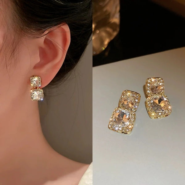 INSIOX - Shining Crystal Drop Earrings