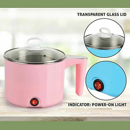 INSIOX Electric Cooking Pot 1.8 Litre Multi Purpose Cooker With Extra Steamer Mini Electric Cooker Steamer Cook pots for Cook Noodles/hot Pot/Rice Porridge for Home, Office and Travel (Electric Cooking Hot Pot)