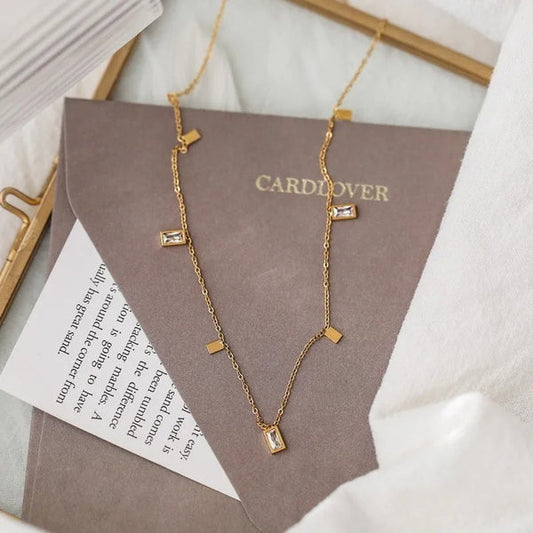 INSIOX - Square Geometric Charms Necklace
