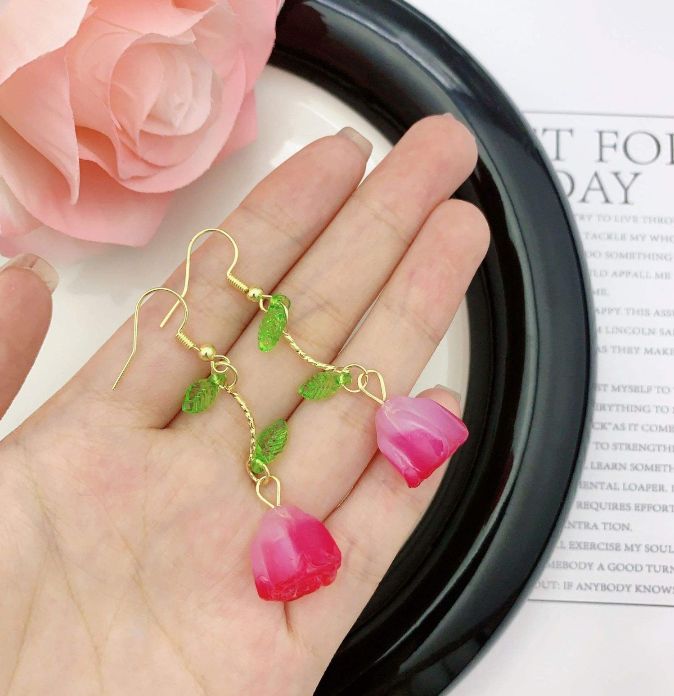 INSIOX - Leaf And Tulip Hanging Earings