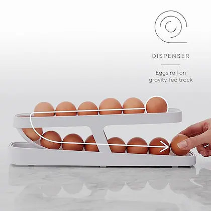 INSIOX RollDown Refrigerator Egg Dispenser Organizer for Kitchen Storage