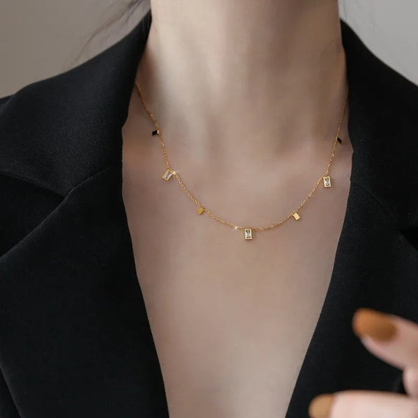 INSIOX - Square Geometric Charms Necklace