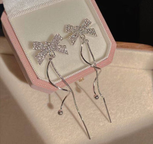 INSIOX - BowKnot Twisted Tassel Long Earings