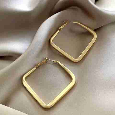 INSIOX - Square Matte Gold Color Hoop Earings