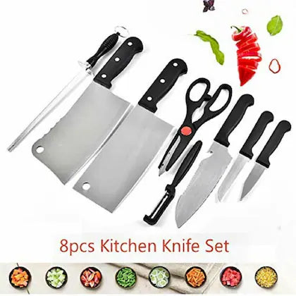 INSIOX Knife Set and Scissor, Piece Stainless Steel Kitchen Knife Knives Set with Knife Scissor, Knife Sets (8 Piece Include)
