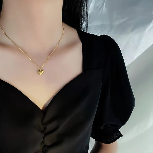 INSIOX - Minimal Heart Love Stamp Necklace
