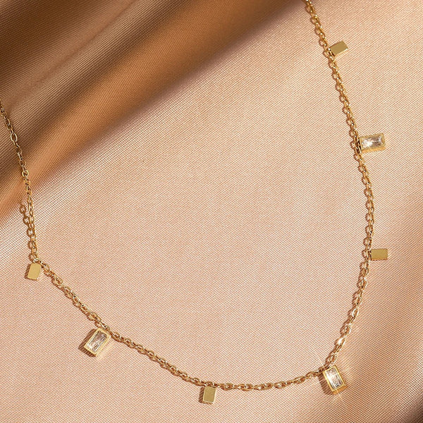 INSIOX - Square Geometric Charms Necklace