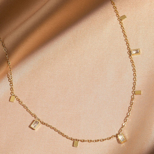 INSIOX - Square Geometric Charms Necklace