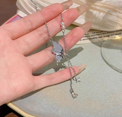 INSIOX - Classic Style Half Butterfly Wings Drop Necklace