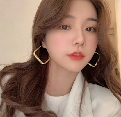 INSIOX - Square Matte Gold Color Hoop Earings