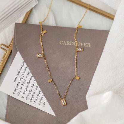 INSIOX - Square Geometric Charms Necklace