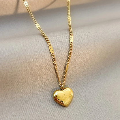 INSIOX - Minimal Heart Love Stamp Necklace